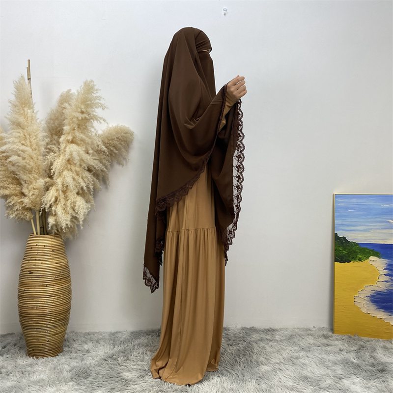 13 Color Options Nida Lace Long Khimar For Middle East Arab Women