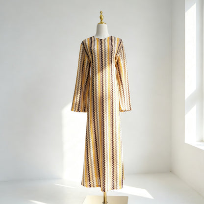 Rainbow Jacquard Double-layer Abaya Dress #261374