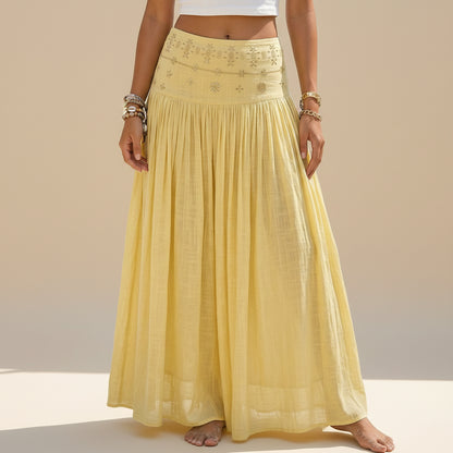 Hotfix Rhinestones Plain Maxi Skirt #262616
