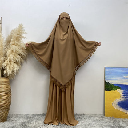 13 Color Options Nida Lace Long Khimar For Middle East Arab Women