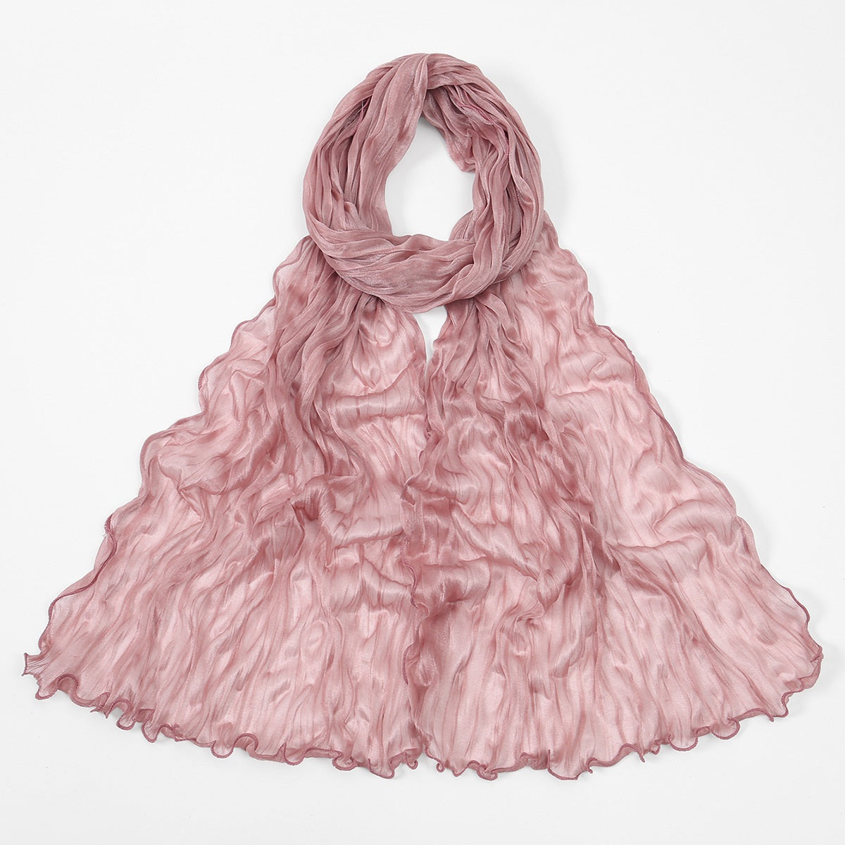 Muslim Women Shiny Pleated Hijab Scarf #26YW555