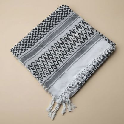 Authentic Jacqaurd Fringed edge Palestinian Keffiyeh Scarf Arab Shemagh Traditional Kuffiyeh Head Neck Wrap For Men and Women