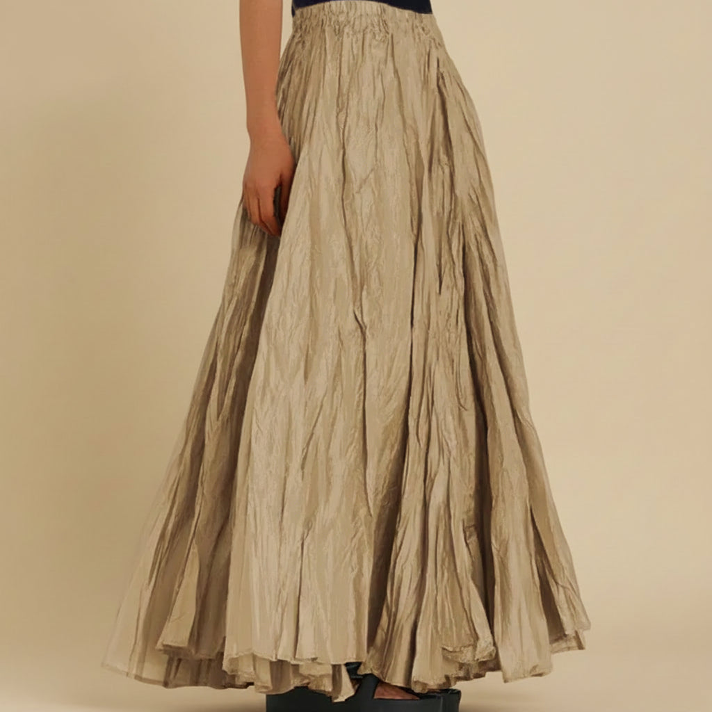 Modest Pleated Plain Solid Color Long Skirt #2603001