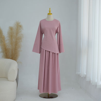 Muslim Women 2 Pieces Set Tops And Skirt Suit Set - Daily Wear - #261313