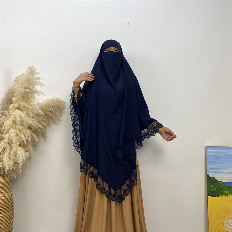 13 Color Options Nida Lace Long Khimar For Middle East Arab Women