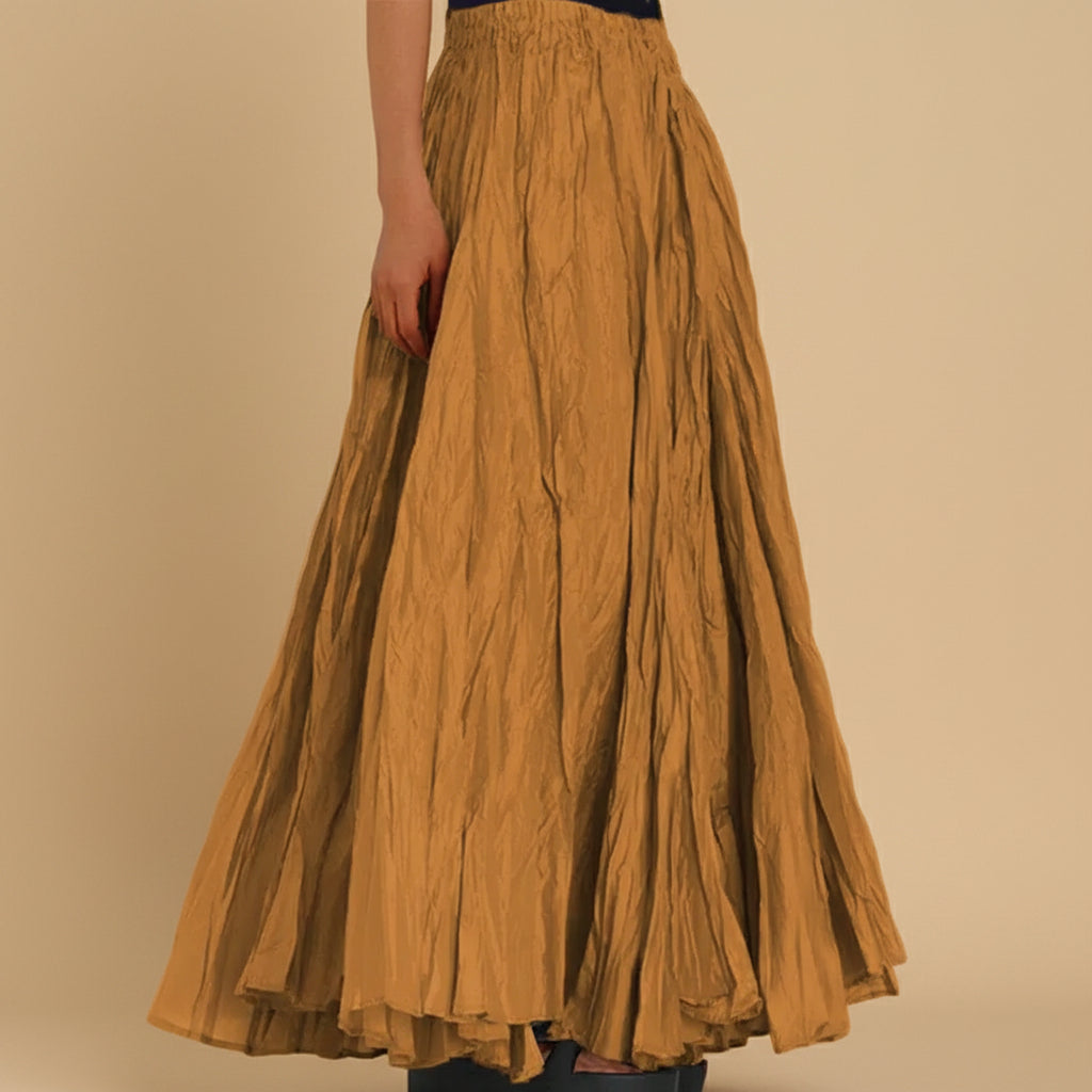Modest Pleated Plain Solid Color Long Skirt #2603001
