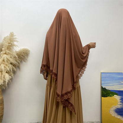 13 Color Options Nida Lace Long Khimar For Middle East Arab Women
