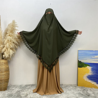 13 Color Options Nida Lace Long Khimar For Middle East Arab Women