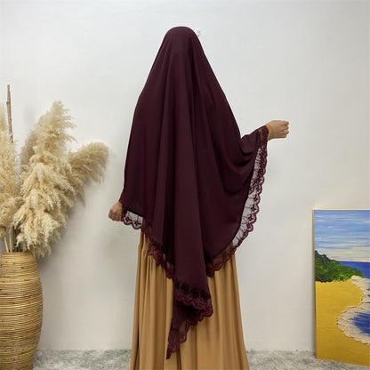 13 Color Options Nida Lace Long Khimar For Middle East Arab Women