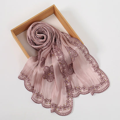 Muslim Women Sequins Embroidery Hijab Scarf #26VE176