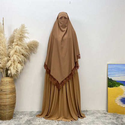 13 Color Options Nida Lace Long Khimar For Middle East Arab Women