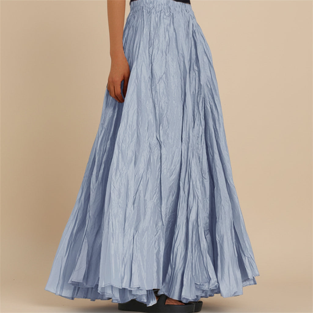 Modest Pleated Plain Solid Color Long Skirt #2603001