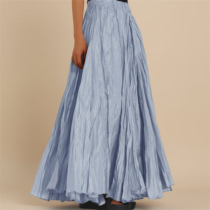 Modest Pleated Plain Solid Color Long Skirt #2603001