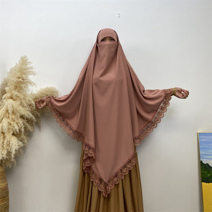 13 Color Options Nida Lace Long Khimar For Middle East Arab Women