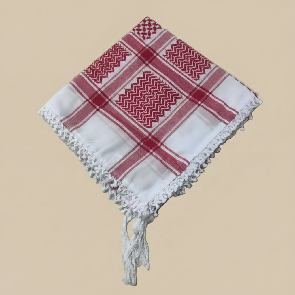 Authentic Jacqaurd Fringed edge Palestinian Keffiyeh Scarf Arab Shemagh Traditional Kuffiyeh Head Neck Wrap For Men and Women