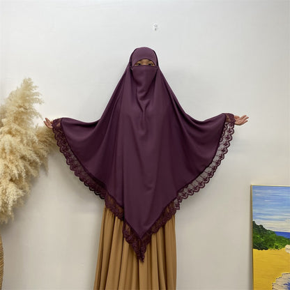 13 Color Options Nida Lace Long Khimar For Middle East Arab Women