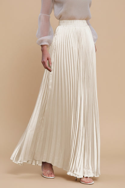 Glossy Accordion Pleated Modest Maxi Skirt #261882