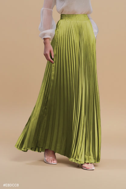 Glossy Accordion Pleated Modest Maxi Skirt #261882