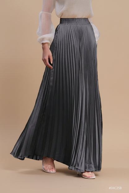 Glossy Accordion Pleated Modest Maxi Skirt #261882