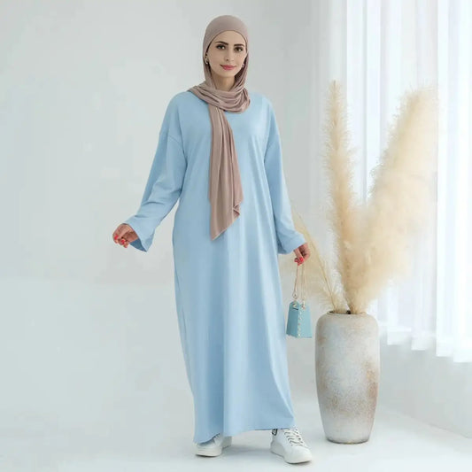 فستان عباية سادة بلون سادة