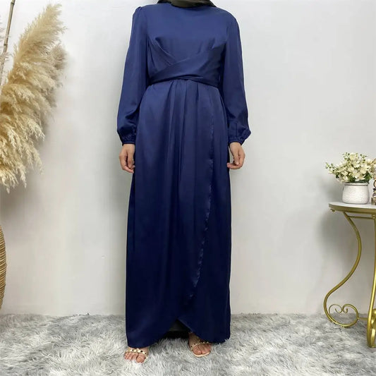 Blue Satin Abaya Dress #25C6345