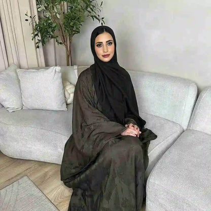 فستان عباية ساتان جاكار ثلاثي الأبعاد #25002