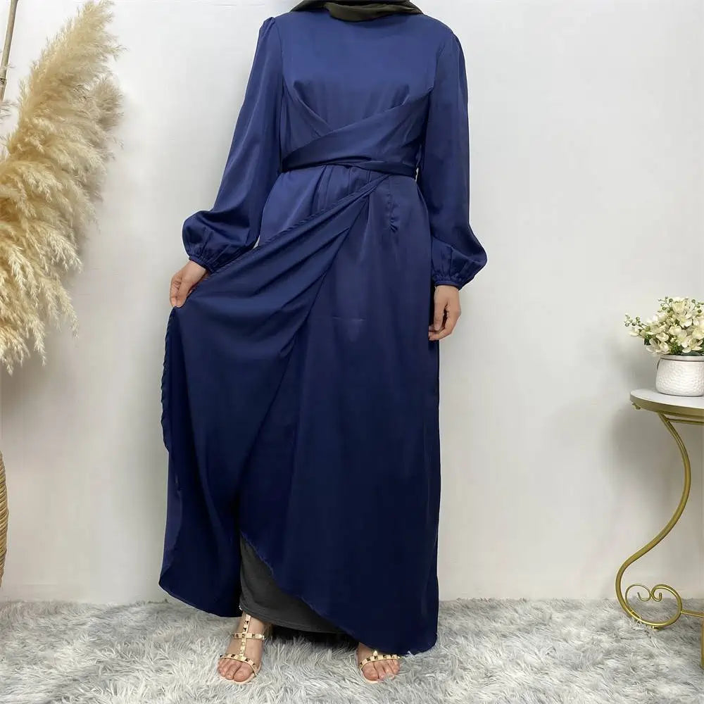 Blue Satin Abaya Dress #25C6345