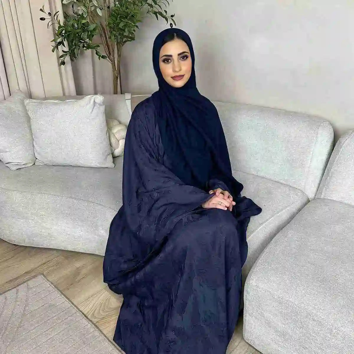 فستان عباية ساتان جاكار ثلاثي الأبعاد #25002