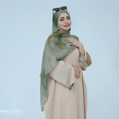 عباية نيدا بأكمام مزينة بالفتحات مع حجاب #25942