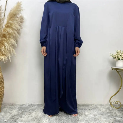 Blue Satin Abaya Dress #25C6345