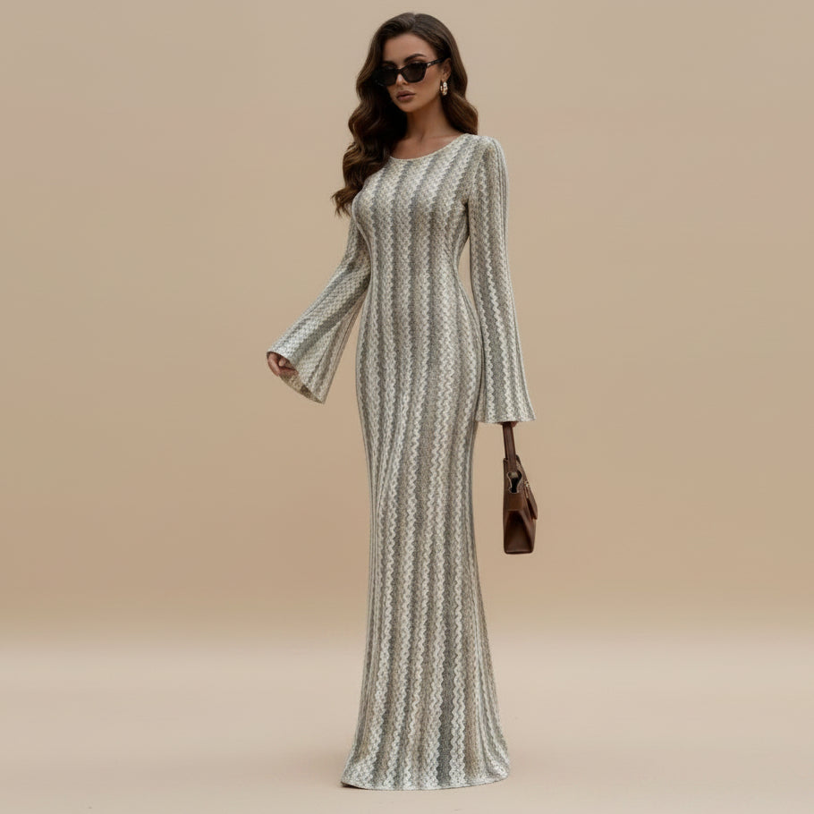Rainbow Jacquard Double-layer Abaya Dress #261374
