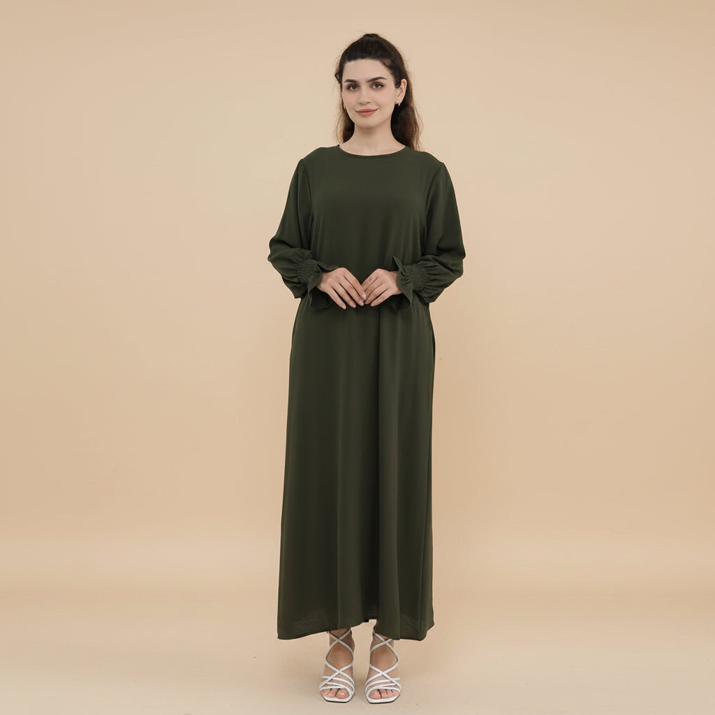 فستان عباية بأكمام منفوخة بتصميم عصري