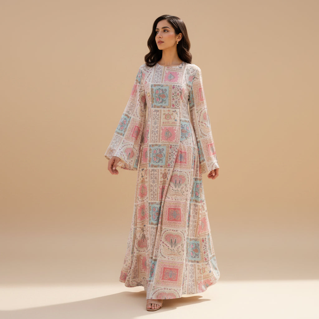 Muslim Women Abaya Dress With Cotton Lining and Back Strap #261377