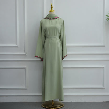 Muslim Women Nida Abaya Dress With A Laced Matching Hijab #261355