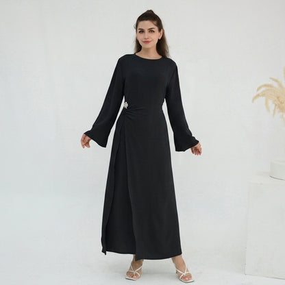Crepe Abaya Dress With Side Tie Belt #251077