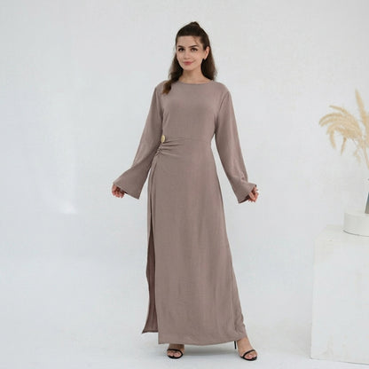 Crepe Abaya Dress With Side Tie Belt #251077