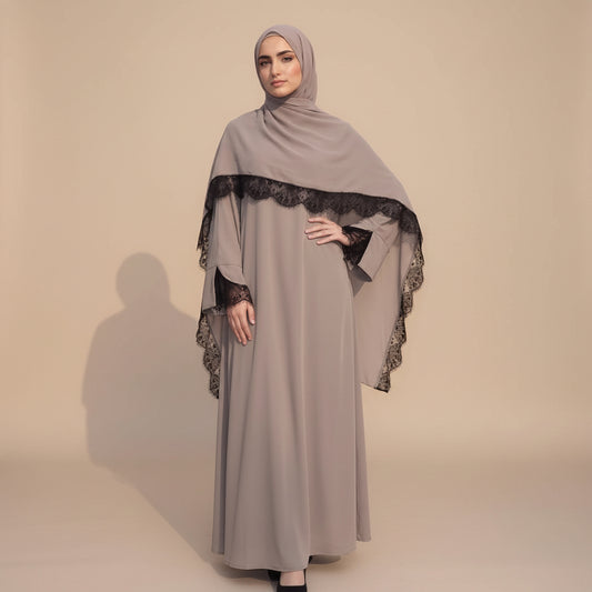 Muslim Women Lace Abaya Dress With Matching Hijab #261175
