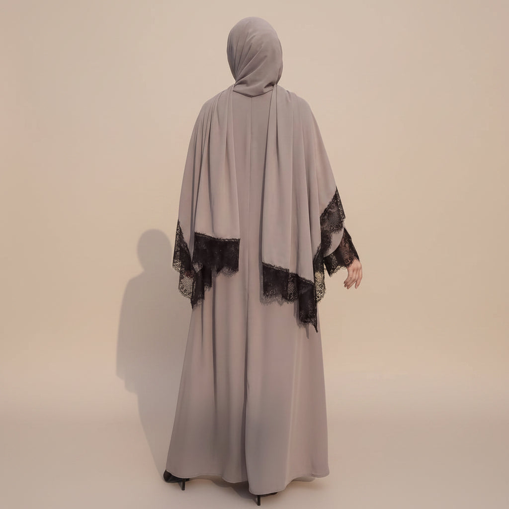 عباية نسائية دانتيل مع حجاب متناسق #261175
