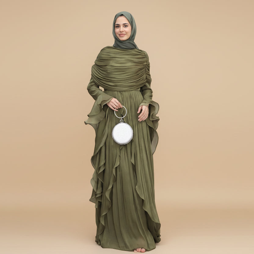 Muslim Women Abaya Dress With Cape #261169