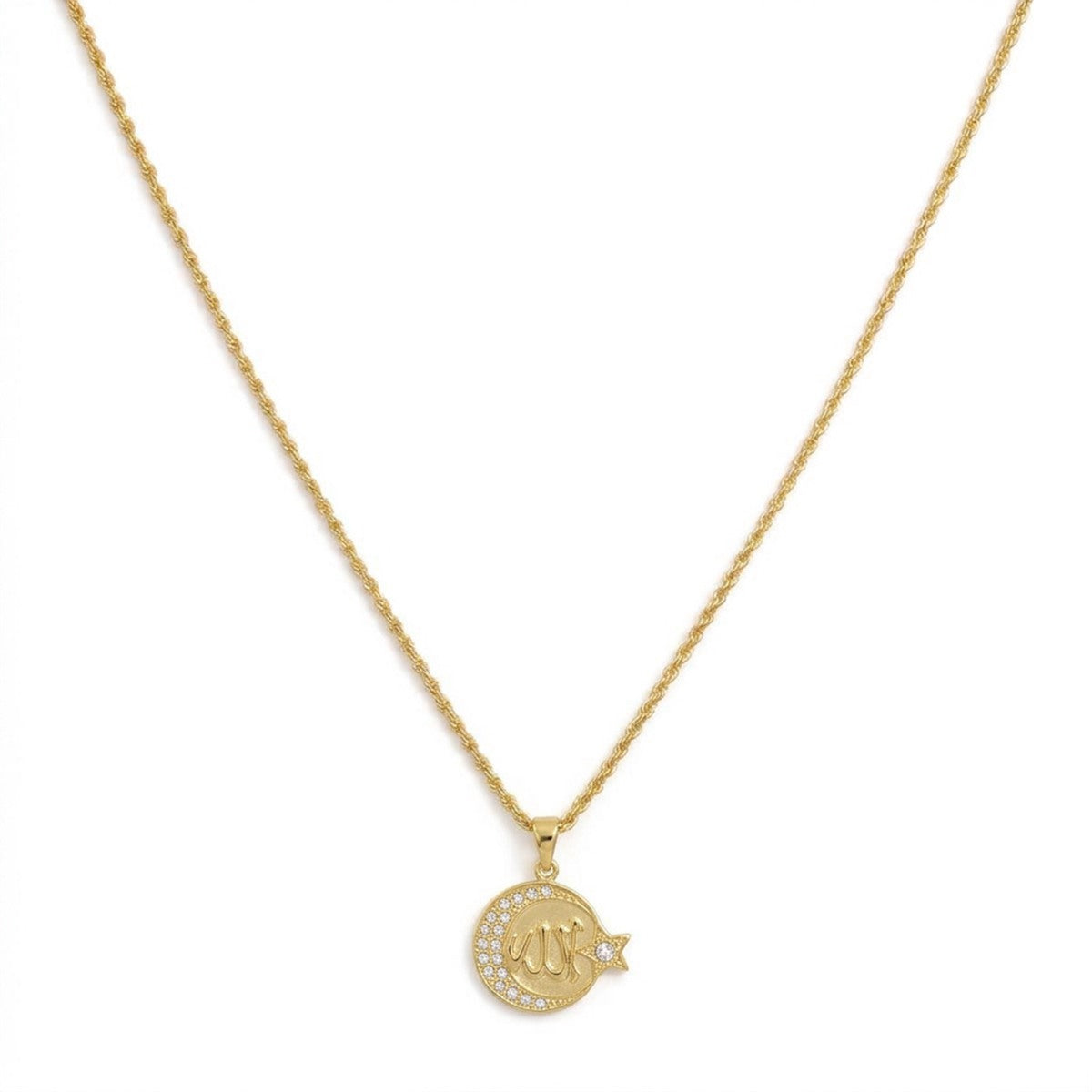 Moon Star Arabic Allah Necklace Islamic Muslim Jewelry #775