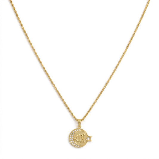 Moon Star Arabic Allah Necklace Islamic Muslim Jewelry #775