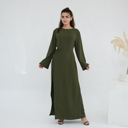Crepe Abaya Dress With Side Tie Belt #251077