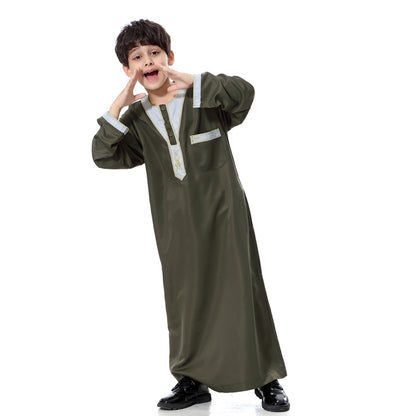 Muslim Boy Arab Embroidery Thobe Thawb