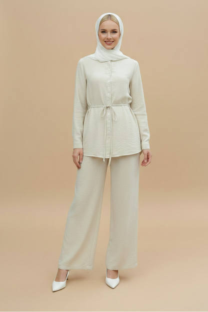 Muslim Women Daily Wear 2 Pieces Tops And Pants Suit Set #26386