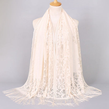 Muslim Women Lace Hollow Tassel Hijab Scarf #26VS068