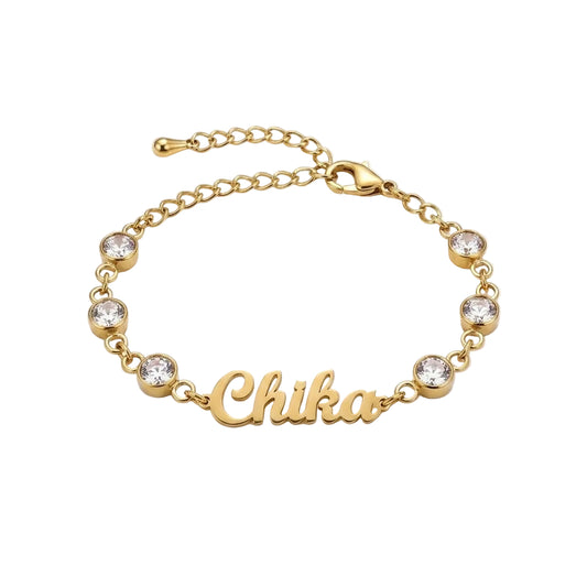 Custom Birthstone Bracelet Jewelry With Name #BC7