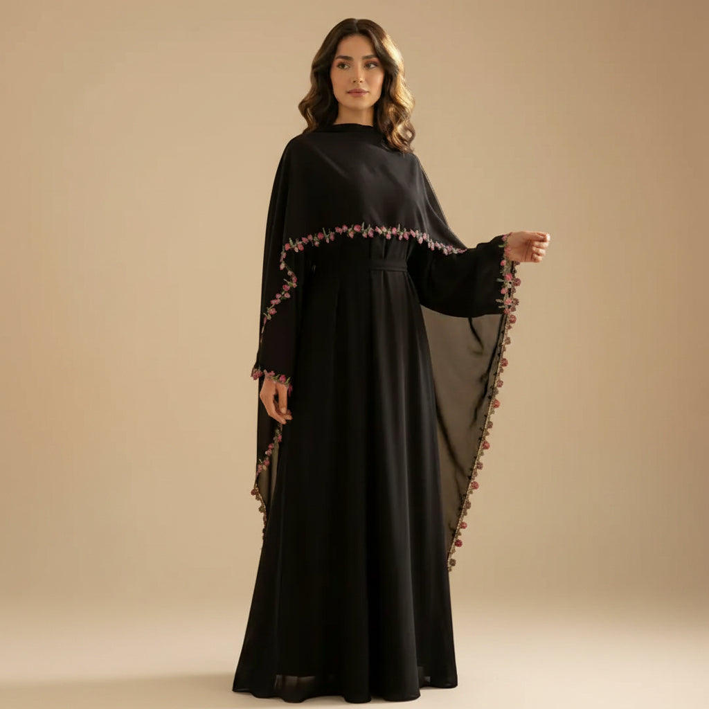 Muslim Women Nida Abaya Dress With A Laced Matching Hijab #261355