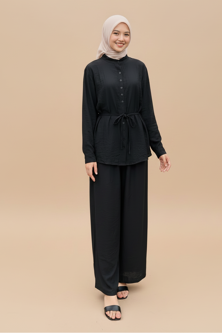 Muslim Women Daily Wear 2 Pieces Tops And Pants Suit Set #26386