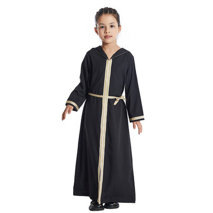 Middle East Arab Girl Hooded Abaya Dress