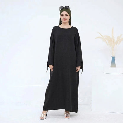 Muslim Women Wrinkle Abaya Dress Daily Wear #24946
